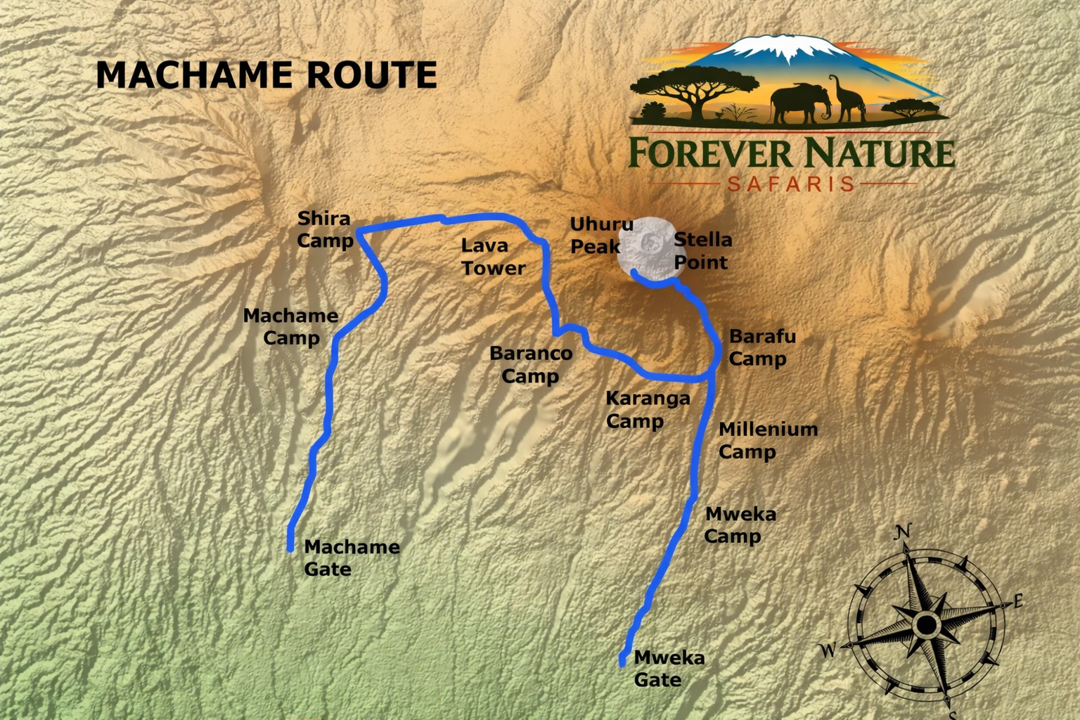 Map of Machame route